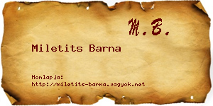 Miletits Barna névjegykártya